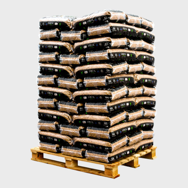 Granulés de bois DIN+ Jura Pellets en palette de 66 sacs de 15 kg